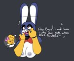 2021 accessory animatronic anthro avian bib bird bonnie_(fnaf) bow_(feature) bow_accessory bow_ribbon bow_tie breasts buckteeth chica_(fnaf) chicken crossgender digital_media_(artwork) duo embarrassed english_text exclamation_point eyelashes female five_nights_at_freddy's flustered forced_open_mouth galliform gallus_(genus) hair_accessory hair_bow hair_ribbon hands_in_mouth head_feathers heart_symbol hi_res lagomorph leporid machine mammal nipples open_mouth phasianid pink_bow purple_body rabbit red_bow_tie red_eyes ribbons robot scottgames shocked simple_background speech_bubble teeth text tongue white_body yellow_body zhenai