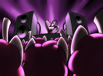 ambiguous_gender clone disc_jockey electronics eyewear fur glasses group hair headphones hooves long_hair looking_at_viewer nightclub open_mouth party pink_body pink_fur pink_hair raised_hoof smile speaker tongue underpable friendship_is_magic hasbro my_little_pony pinkamena_(mlp) pinkie_pie_(mlp) earth_pony equid equine horse mammal pony 2012 hi_res