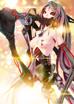 breasts casual_nudity duo female hair jewelry lens_flare long_hair looking_at_viewer machine mechanical_arm mechanical_leg medium_breasts necklace nipple_piercing nipples not_furry_focus nude nude_female nude_humanoid pelvis piercing red_eyes wire deino_(artist) deino_(modeler) calne_ca nato-kun arthropod crustacean humanoid isopod malacostracan robot robot_humanoid 3d_(artwork) autodesk_3ds_max_(artwork) digital_media_(artwork) hi_res