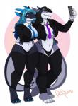 anthro breasts clothing crossed_arms duo electronics female hair horn legwear necktie phone selfie smile standing tail thigh_highs tongue tongue_out underwear wide_hips redpixie mythology teri_kressner dragon fish marine mythological_creature mythological_scalie scalie shark absurd_res hi_res