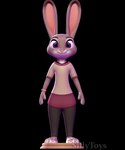 3d_(artwork) 3d_modeling 3d_print anthro big_feet clothed clothing digital_media_(artwork) disney ears_up feet female grey_body hi_res judy_hopps lagomorph leporid looking_straight mammal purple_eyes rabbit sillytoys solo standing zootopia