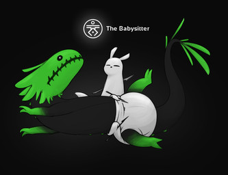 ambiguous_gender black_background black_body clothed clothing diaper diaper_only duo eyes_closed feral green_body looking_at_another looking_back lying melee_weapon mouth_closed multicolored_body on_side polearm simple_background spear standing symbol text topless weapon wearing_diaper white_body ire-k rain_world videocult survivor_(rain_world) lizard_(rain_world) slugcat english_text