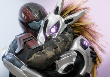 anthro camo duo face_covered faceless_character faceless_human faceless_male feather_hair feathered_crest feathers female full_armor glowing glowing_eyes hand_on_back hand_on_head head_crest hug male male/female odst pink_eyes pseudo_hair xenophilia synca pickle_juice_(modeler) halo_(series) microsoft xbox_game_studios syn_cah alien avian human kig-yar mammal scalie t'vaoan 3d_(artwork) colored digital_media_(artwork)