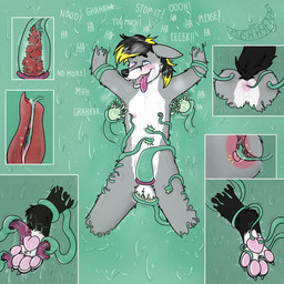 4_toes anal anal_penetration animal_genitalia animal_penis anthro anus arms_above_head arms_tied bad_end balls barefoot bdsm begging begging_for_mercy black_nose blush bodily_fluids bondage bound brush brushing butt canine_genitalia canine_penis cilia claws crying crying_laughing drooling ears_down erection feet flesh_binds flesh_wall foot_fetish foot_lick foot_play forced fur genital_fluids genitals hair implied_permanent internal internal_anal internal_penis knot laugh licking long_term male male_penetrated milking_tentacles multicolored_body multicolored_fur multicolored_hair nipple_fetish nipple_play nipples nude one_eye_closed open_mouth pawpads paws penetration penetration_interlock penile penis penis_in_tentacle penis_milking pink_pawpads pivoted_ears precum prostate prostate_stimulation restrained restraints saliva sex smile soles solo solo_focus sucking tears teeth tendrils tentacle_cilia tentacle_fellatio tentacle_mouth tentacle_sex tentacle_tickling tentacle_tongue tentacles text tickle_torture tickling tickling_anus tickling_armpits tickling_balls tickling_belly tickling_feet tickling_genitalia tickling_legs tickling_nipples tickling_paws tickling_penis tickling_toes toe_claws toe_lick toes tongue tongue_out toothbrush urethral urethral_penetration urethral_torture vowelless vowelless_vocalization plush_hyena knil_(character) canid canine canis fox mammal 1:1 digital_media_(artwork) english_text hi_res