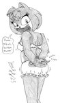 anthro bdsm bloomers bottomwear bound bra clothing cuff_(restraint) female gag handcuffs lace_bra metal_cuffs restraints solo tape tape_gag underwear limpurtikles sega sonic_the_hedgehog_(series) amy_rose eulipotyphlan hedgehog mammal hi_res monochrome