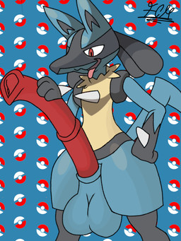 3_fingers animal_genitalia animal_penis balls big_balls big_penis biped black_body black_fur blue_body blue_fur chest_spike equine_genitalia equine_penis facial_markings fingers fur genitals hand_on_leg hand_on_penis hand_on_thigh head_markings huge_balls huge_penis male markings mask_(marking) masturbation multicolored_body multicolored_fur open_mouth pattern_background penis pointy_ears pokeball red_eyes simple_background solo spikes spikes_(anatomy) tan_body tan_fur tongue tongue_out vein veiny_penis furrito_calientehot nintendo pokemon generation_4_pokemon humanoid lucario pokemon_(species) 3:4 absurd_res hi_res signature
