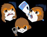 brown_eyes gun looking_at_viewer open_mouth ranged_weapon teeth tongue weapon kittydee star_wars porg 2021 alpha_channel digital_media_(artwork)