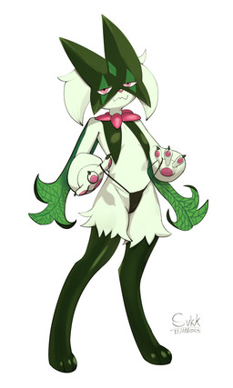 anthro biped breasts claws clothed clothing clothing_pull digitigrade female front_view half-closed_eyes looking_at_viewer narrowed_eyes pawpads pink_nose simple_background skimpy small_breasts solo standing thong thong_pull underwear underwear_pull white_background white_body sukk-madikk nintendo pokemon generation_9_pokemon meowscarada pokemon_(species) 2023 absurd_res hi_res