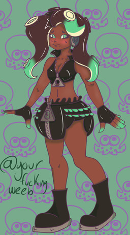 blush boots bra breasts cleavage clothed clothing diaper electronics female fingerless_gloves footwear frilly frilly_diaper gloves green_eyes handwear headphones latex latex_bra latex_clothing latex_diaper latex_underwear pseudo_hair shoes solo suckers underwear zipper yourfuckingweeb nintendo splatoon marina_(splatoon) aquatic cephalopod coleoid humanoid mollusk octarian octoling octopodiform octopus hi_res
