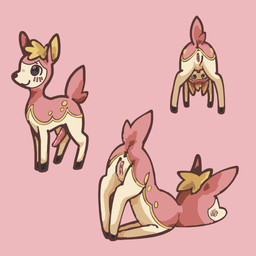 animal_genitalia animal_penis anus bodily_fluids butt dripping duo erection female feral genital_fluids genitals looking_at_viewer male penis pink_body vaginal_fluid_drip vaginal_fluids vulva bungeemans nintendo pokemon deerling generation_5_pokemon pokemon_(species) spring_deerling 1:1 hi_res
