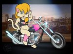 anthro asphalt blonde_hair chrome city cityscape clothing eyewear female hair heart_symbol leg_warmers legwear motorcycle shirt solo spotlight sunglasses t-shirt topwear vehicle winged_heart chris_sutor heathcliff_and_the_catillac_cats cleo_catillac domestic_cat felid feline felis mammal 4:3