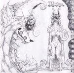 5_fingers anthro black_nose black_sclera breasts cheek_tuft claws digitigrade ear_tuft eyebrows eyelashes facial_tuft fangs featureless_breasts featureless_crotch female fingers fractal fur fusion hair long_eyebrows long_eyelashes long_hair metallic_hair pseudo_hair pupils solo spiral straight_hair teeth thick_eyebrows tuft white_body white_eyelashes white_fur white_sclera 2hiakkable canid canine canis hybrid mammal wolf hi_res monochrome traditional_media_(artwork)