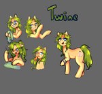 blue_eyes eating eyewear female feral food freckles glasses green_hair hair pizza sewing sewing_needle smug solo umeiif hasbro my_little_pony fan_character equid equine horse mammal pony hi_res