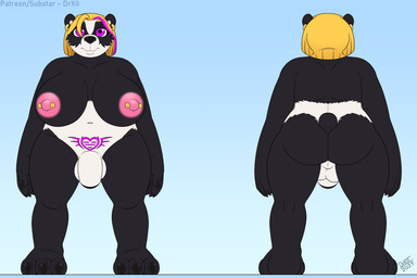 anthro balls barbell_piercing big_breasts big_penis breasts ear_piercing ear_ring fur genitals gynomorph hair intersex nipple_piercing nipples nude paladin penis piercing ring_piercing simple_background smile solo standing tail tattoo thick_thighs white_body white_fur womb_tattoo drxii blizzard_entertainment warcraft bear giant_panda mammal pandaren 3:2 digital_media_(artwork) hi_res model_sheet