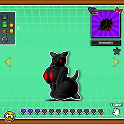 animated_gif anthro big_breasts big_butt black_body breasts butt crouching female nipples nude red_eyes solo tail text anemonemisc ponos_corp. the_battle_cats armadillo mammal xenarthran 1:1 2025 animated digital_media_(artwork) english_text hi_res reference_image shaded short_playtime