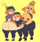 anthro anthrofied big_breasts big_butt breasts butt clothed clothing fast_food_employee fast_food_uniform female group smile smiley_face thick_thighs trio wide_hips toonarscontent animal_crossing dogelore martha_speaks mcdonald's nintendo doge holly_avenue isabelle_(animal_crossing) martha_lorraine canid canine canis domestic_dog mammal shiba_inu spitz absurd_res hi_res meme