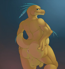anthro anus balls big_balls big_butt butt foreskin genitals hand_on_butt humanoid_genitalia humanoid_penis long_foreskin looking_at_viewer looking_back looking_back_at_viewer male nude penis raised_tail rear_view smile solo spread_butt spreading tail unretracted_foreskin ben300 halo_(series) microsoft xbox_game_studios kiggy alien kig-yar ruuhtian scalie digital_media_(artwork)