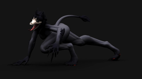 anthro black_body black_fur black_hair bone claws female fur hair skull skull_head solo tail bambookat scp_foundation scp-1471-a canid mammal 16:9 3d_(artwork) 3d_animation animated digital_media_(artwork) hi_res huge_filesize no_sound short_playtime turntable_(animation) video widescreen
