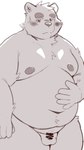 anthro balls belly big_belly blush flaccid genitals kemono male moobs navel nipples overweight overweight_male penis simple_background small_penis solo white_background menmen_kesinn bear mammal 2024 censored hi_res