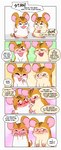 blush dialogue romantic romantic_couple text crushpepper hamtaro_(series) sandy_(hamtaro) stan_(hamtaro) cricetid hamster mammal rodent absurd_res comic english_text hi_res tagme incest_(lore)