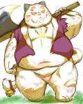 ambiguous_gender anthro bell bottomless chubby clothing feline grin kemono mammal naturally_censored navel open_shirt overweight pink_nose pixiv plain_background shirt sigenoya solo standing vest weapon white_background
Rating: Questionable
Score: 2
User: terminal11
Date: February 15, 2014