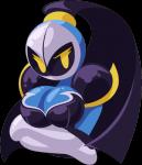 alternate_species armor big_breasts blue_body breasts crossed_arms crossgender female hair humanoidized mask not_furry pauldron ponytail solo yellow_eyes frostlock kirby_(series) nintendo meta_knight humanoid alpha_channel half-length_portrait portrait