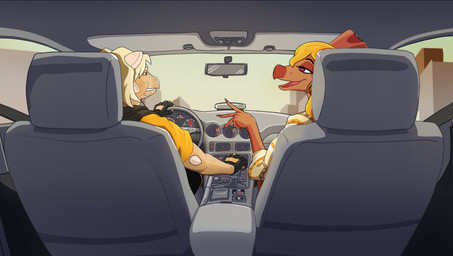 age_difference anthro anthro_on_anthro blonde_hair brown_body car_interior clothed clothed_female clothed_male clothing day driving duo female fingers hair head_turned horn humanoid_hands inside interspecies long_hair looking_at_another male male/female older_anthro older_male open_mouth open_smile purple_eyes short_hair sitting smile tan_body younger_anthro younger_female sebek_fereh_ra cavemanon_studios i_wani_hug_that_gator buster_(iwhtg) kiara_(iwhtg) ankylosaurian ankylosaurid ankylosaurus ceratopsian dinosaur marginocephalian ornithischian prehistoric_species protoceratops protoceratopsid reptile scalie thyreophoran colored hi_res shaded