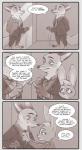2016 anthro cane canid canine clothing comic disney english_text fan_character female fox hi_res july_hopps_(mistermead) lagomorph leporid male mammal mirror nick_wilde rabbit red_fox rockbottomfeeder simple_background speech_bubble suit text true_fox zootopia