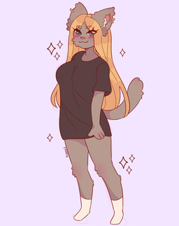 4_fingers anthro big_breasts black_clothing black_shirt black_topwear blonde_eyebrows blonde_hair blue_eyes blush blush_lines breasts cheek_tuft clothed clothed_anthro clothed_female clothing ear_piercing ear_ring ear_tuft eyebrow_through_hair eyebrows eyelashes eyelashes_through_hair facial_tuft female female_anthro fingers footwear fur grey_body grey_fur grey_tail hair heart_symbol inner_ear_fluff knee_tuft leg_tuft light long_hair looking_at_viewer piercing pink_inner_ear pink_nose purple_background ring_piercing shirt simple_background smile smiling_at_viewer socks solo standing straight_arm straight_legs tail text topwear translucent translucent_hair tuft white_clothing white_footwear white_inner_ear_fluff white_socks suzeart kitty_(suzeart) domestic_cat felid feline felis mammal 2024 artist_name colored digital_drawing_(artwork) digital_media_(artwork) english_description full-length_portrait hi_res lighting portrait shaded
