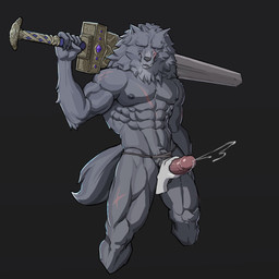 abs anthro balls biceps big_muscles big_penis black_background bodily_fluids clothing clothing_aside cum cumshot disembodied_hand duo ejaculation erection fur genital_fluids genitals handjob holding_melee_weapon holding_object holding_sword holding_weapon humanoid_genitalia humanoid_penis male melee_weapon muscular muscular_anthro muscular_male narrowed_eyes navel nipples obliques one_eye_closed pecs penile penis scar sex simple_background standing sword thong thong_aside tuft underwear underwear_aside weapon usingincognito elden_ring fromsoftware blaidd_(elden_ring) canid canine canis mammal wolf 1:1 2022 hi_res