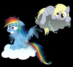 blonde_hair blue_body blue_feathers blue_fur cloud cutie_mark duo electricity feathered_wings feathers female feral fur hair lightning multicolored_hair multicolored_tail rainbow_hair rainbow_tail scorch_mark simple_background tail transparent_background wings goatanimedatingsim friendship_is_magic hasbro my_little_pony mythology derpy_hooves_(mlp) rainbow_dash_(mlp) equid equine mammal mythological_creature mythological_equine pegasus 2012 absurd_res alpha_channel hi_res