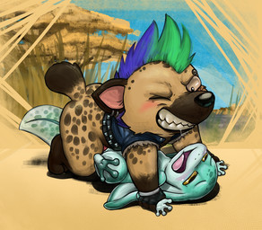 ambiguous_gender ambiguous_penetrated anal anal_penetration animal_genitalia anthro anthro_on_anthro armband black_eyes black_spots blue_body blue_hair blush bodily_fluids bottomless brown_body brown_fur clenched_teeth cloaca clothed clothing cloud detailed_background duo ear_piercing forced from_front_position fur genitals grassland green_hair grin hair jacket looking_pleasured lying male male/ambiguous male_penetrating male_penetrating_ambiguous missionary_position multicolored_hair nude on_back on_ground one_eye_closed open_mouth outside penetration penis piercing pinned_arms plant rape saliva sex simple_background size_difference sky smile spots studs tan_background teeth tongue topwear tree two_tone_hair water yellow_sclera young young_anthro lkiws square_enix the_last_remnant cres amphibian frog hyena mammal qsiti spotted_hyena