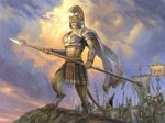 anthro armor banner cape centurion clothing crowd female group holding_melee_weapon holding_object holding_polearm holding_spear holding_weapon melee_weapon midriff muscular muscular_female polearm roman_clothing sky solo spear standing weapon white_cape white_clothing matt_stewart hasbro magic:_the_gathering wizards_of_the_coast prava_of_the_steel_legion felid lion mammal pantherine 2020 official_art story story_in_description