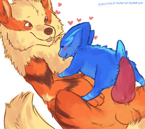 2013 <3 age_difference arcanine blush canine cute duo electrike electrikedeathstrike erecion eyes_closed female feral fur happy happy_sex imminent_sex knot lying male mammal nintendo on_back penis pokémon rubbing sex size_difference straight tongue tongue_out video_games
Rating: Explicit
Score: 4
User: HerpyDragon
Date: January 30, 2014