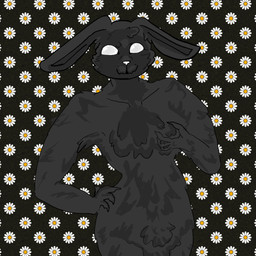 anthro black_body breast_grab breasts fur hand_on_breast happy long_ears looking_at_viewer male simple_background solo thick_thighs thedispicableone dispicable_(thedispicableone) lagomorph leporid mammal rabbit 1:1 hi_res