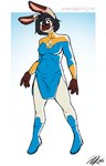 anthro breasts clothed clothing eyebrow_through_hair eyebrows eyelashes female front_view fully_clothed gradient_background hair hair_between_eyes looking_at_viewer medium_breasts medium_hair simple_background solo superhero superhero_costume text translucent translucent_hair fiercedeitylynx image_comics invincible_(image_comics) aurora_(fiercedeitylynx) lagomorph leporid mammal rabbit viltrumite 2023 absurd_res artist_name character_request hi_res signature