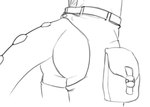 ambiguous_gender anthro bag bare_butt belt butt butt_focus butt_shot chaps_only clothed clothing furgonomics ineffective_clothing nude partially_clothed solo tail leofwulf deadlock valve ivy_(deadlock) gargoyle black_and_white monochrome female_(lore)