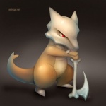 ambiguous_gender axe barefoot bone feet feral guarding melee_weapon nude skull solo standing text weapon eldrige nintendo pokemon generation_1_pokemon marowak pokemon_(species) 1:1 url