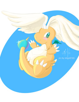 ambiguous_gender chibi claws feral finger_claws green_eyes solo toe_claws migart89 nintendo pokemon pokemon_legends_z-a generation_9_pokemon mega_dragonite mega_evolution pokemon_(species) absurd_res digital_drawing_(artwork) digital_media_(artwork) hi_res tagme