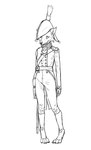 clothing female history napoleonic officer pose solo standing uniform crowsfire wolfie_(crowsfire) canid canine canis mammal wolf digital_media_(artwork) hi_res monochrome sketch