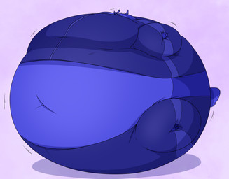 anthro antlers belly belly_expansion big_belly big_cheeks blue_body blue_fur blueberry_inflation bodily_fluids body_inflation clothed clothing expansion flying_sweatdrops fur hooves horn huge_belly huge_cheeks hyper hyper_belly hyper_cheeks hyper_inflation immobile inflation male moobs motion_lines navel solo spherical_inflation sweat sweatdrop swollen_cheeks tracksuit wonkalicious deer mammal 2023 hi_res