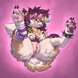 anus black_claws blep blue_eyes brown_body brown_fur butt claws digitigrade fangs female feral finger_claws fluffy fur genitals humanoid_genitalia humanoid_genitalia_on_feral humanoid_vulva humanoid_vulva_on_feral mottled mottled_nose mottled_pawpads pawpads pink_pawpads snout solo spots tail teeth toe_claws tongue tongue_out vulva white_body white_claws white_fur white_tail k0ira koira_(koira) canid canine fox mammal marble_fox red_fox true_fox 1:1 hi_res shaded