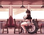 big_breasts big_butt big_tail body_size_growth bottomwear breast_expansion breasts brown_hair butt butt_expansion chair clothing container cup exclamation_point expansion female furniture grey_eyes hair highlights_(coloring) huge_breasts motion_lines multicolored_hair on_chair restaurant shirt shorts sitting sitting_on_chair size_transformation slightly_chubby slightly_chubby_female slightly_chubby_humanoid solo tail thick_thighs thigh_expansion topwear transformation weight_gain white_highlights mazzlerazz svetlana_(worms_eat) animal_humanoid humanoid absurd_res hi_res