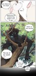 aman_(weibo) anthro black_body black_nose comic detailed_background dialogue domestic_cat english_text felid feline felis group hard_translated hi_res humanoid_hands male mammal outside plant speech_bubble text third-party_edit translated translation_edit tree white_body