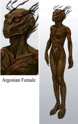antennae_(anatomy) anthro breasts brown_body brown_scales featureless_breasts featureless_crotch female looking_at_viewer scales simple_background solo standing white_background adam_adamowicz bethesda_game_studios microsoft skyrim the_elder_scrolls argonian scalie official_art