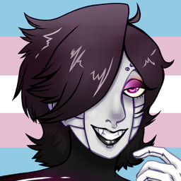 abstract_background black_lips fangs femboy glistening hair hair_over_eye lgbt_pride lips machine makeup male metallic_body not_furry one_eye_obstructed pride_color_background pride_colors simple_background smile solo teeth transgender_pride_colors unknown_artist undertale undertale_(series) mettaton mettaton_ex android humanoid robot robot_humanoid 1:1 2016 digital_media_(artwork) headshot_portrait icon low_res portrait source_request trans_(lore) trans_man_(lore)