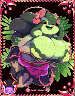 anthro blush blush_stickers breasts chibi eyelashes female freckled_breasts freckled_hips freckled_shoulders freckles glistening_eyelids green_body leaf long_eyelashes plant shortstack shortstack_female text thorns chankup nintendo pokemon bellossom elemental_creature flora_fauna generation_2_pokemon pokemon_(species) absurd_res english_text hi_res