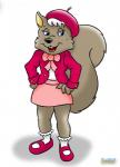 anthro biped clothed clothing female pose simple_background solo standing toony white_background bark!_(artist) mammal rodent sciurid tree_squirrel