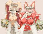 accessory anthro areola big_breasts bouquet breasts bridal_lingerie bride clothing duo eyelashes female fingers flower flower_bouquet fur garter genitals gloves hair handwear holding_object legwear lingerie lips looking_at_viewer mature_anthro mature_female nipples plant pubes pussy red_areola red_nipples simple_background smile tan_areola tan_nipples toony wedding_veil inker_comics sega sonic_the_hedgehog_(series) the_murder_of_sonic_the_hedgehog conductor's_wife_(sonic) vanilla_the_rabbit canid canine canis domestic_dog lagomorph leporid mammal rabbit absurd_res digital_media_(artwork) hi_res