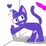 animal_genitalia anthro bodily_fluids bulge butt cum duo ejaculation erection eyewear feral fur genital_fluids genitals glasses heart_symbol male male/male penis penis_size_difference purple_body purple_fur simple_background tongue tongue_out youtuber harryiff_art kkclue youtube kaykay_(kkclue) domestic_cat felid feline felis mammal 1:1 absurd_res hi_res